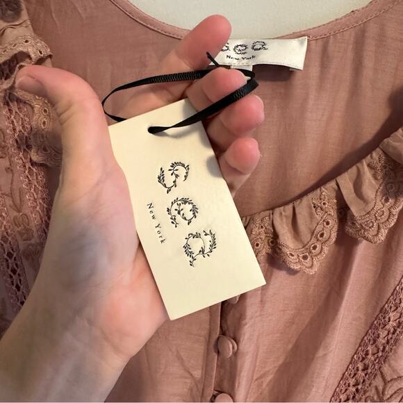 NWT SEA New York Mauve Pink Floral Embroidered Button Front Maxi Dress XS - Picture 15 of 15